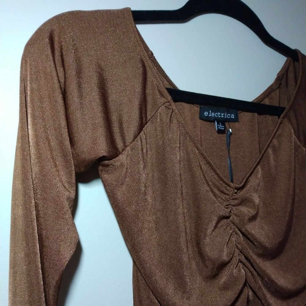 Electrifying Ruched Long Sleeve Top - Picture 7 of 16